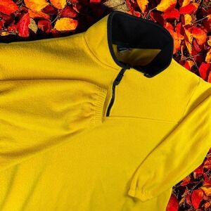 Vintage Sideout Pullover Men 2XL Fleece 1/4 Zip Yellow Black Pockets‎ Outdoors